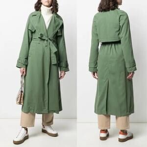 Boyish by HER NEW Maxwell Green Belted Midi Classic Trendy Trench Coat Jacket
